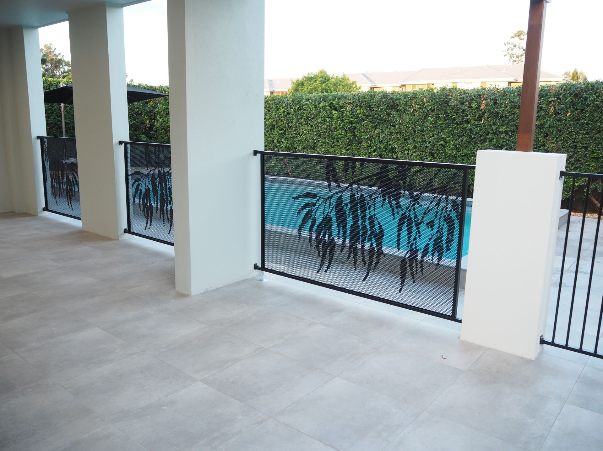 Gum design pool fencing in Textured Black, Queensland