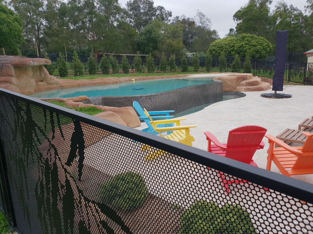 Gum pattern pool fencing in black, NSW